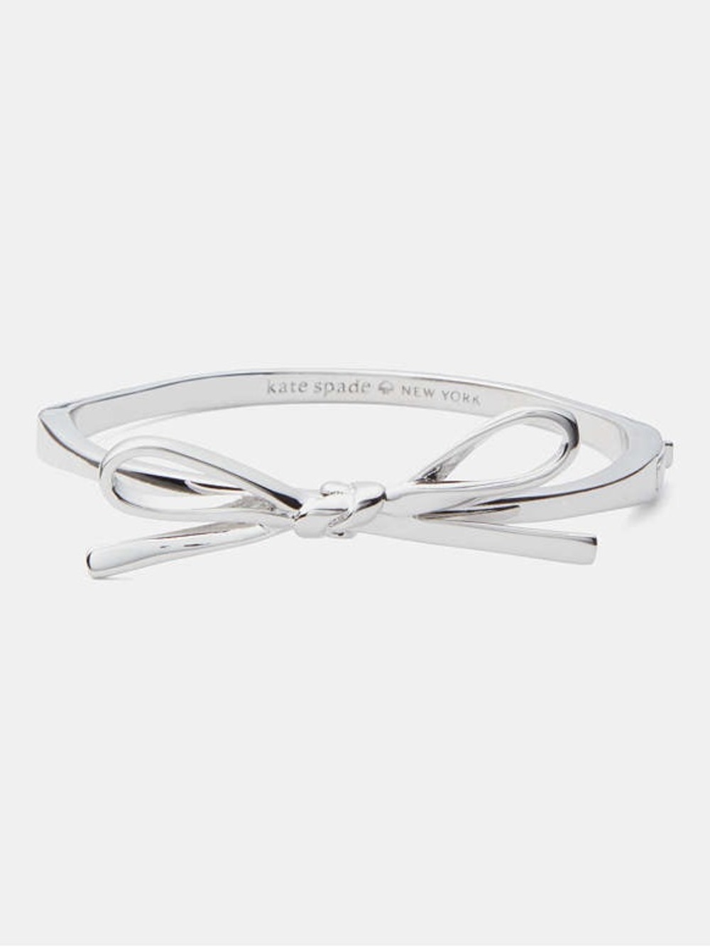 kate spade Skinny Mini Silver Bow Accent Hinged Bangle Bracelet